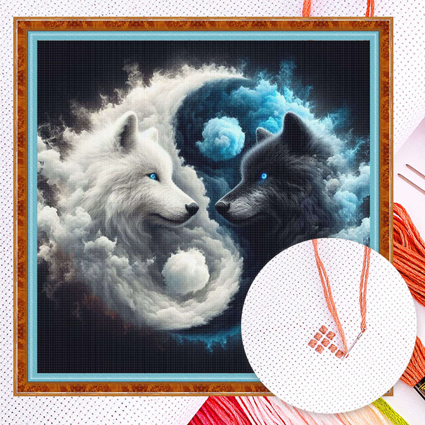 Tai Chi Wolf - Full 11CT Counted Cross Stitch 40x40CM - Huacan