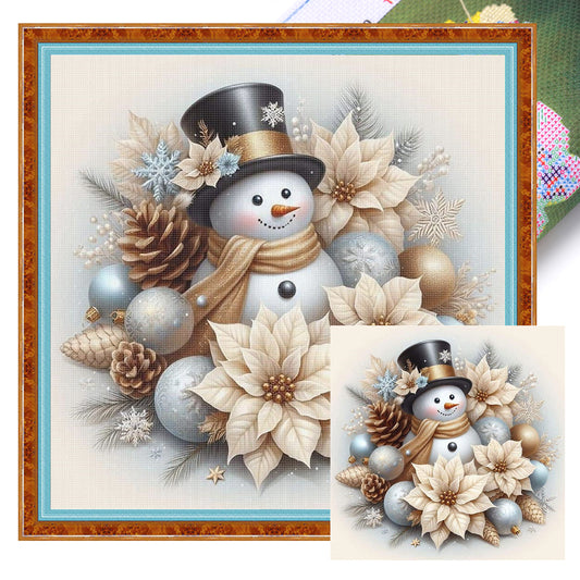 Schneemann - Vollständiges 11CT gestempeltes Kreuzstich-Set 40x40CM - Huacan