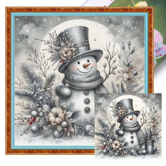 Snowman - Full 11CT Stamped Cross Stitch 40x40CM - Huacan