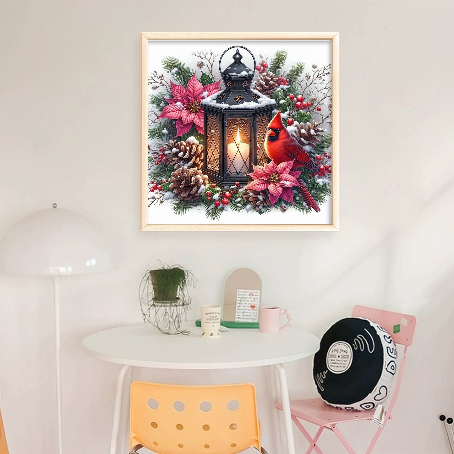 Red Bird And Lamp - Full 11CT Stamped Cross Stitch 40x40CM - Huacan