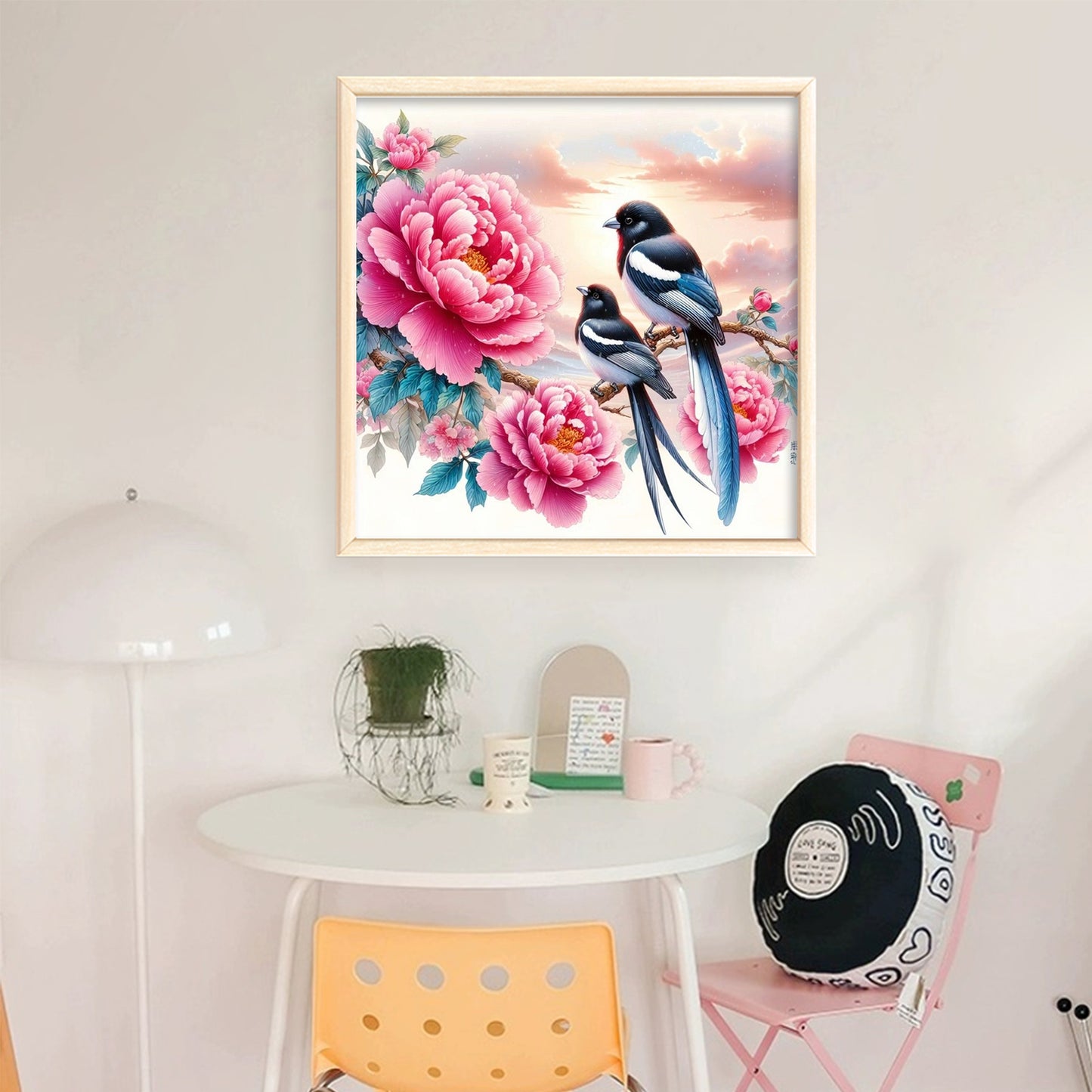Magpie And Peony - Full 11CT Stamped Cross Stitch 40x40CM - Huacan