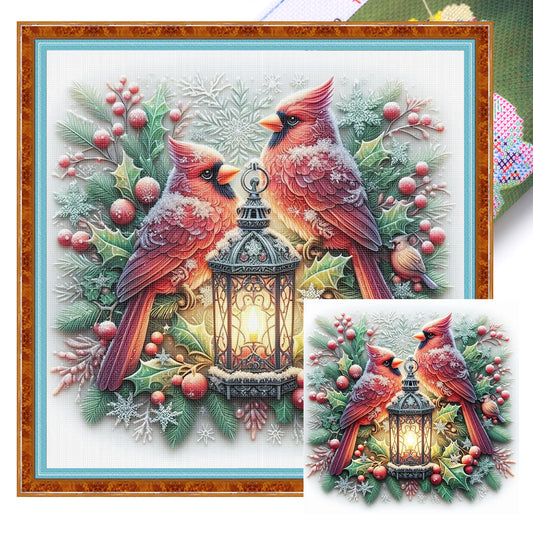 Red Bird - Full 11CT Stamped Cross Stitch 40x40CM - Huacan