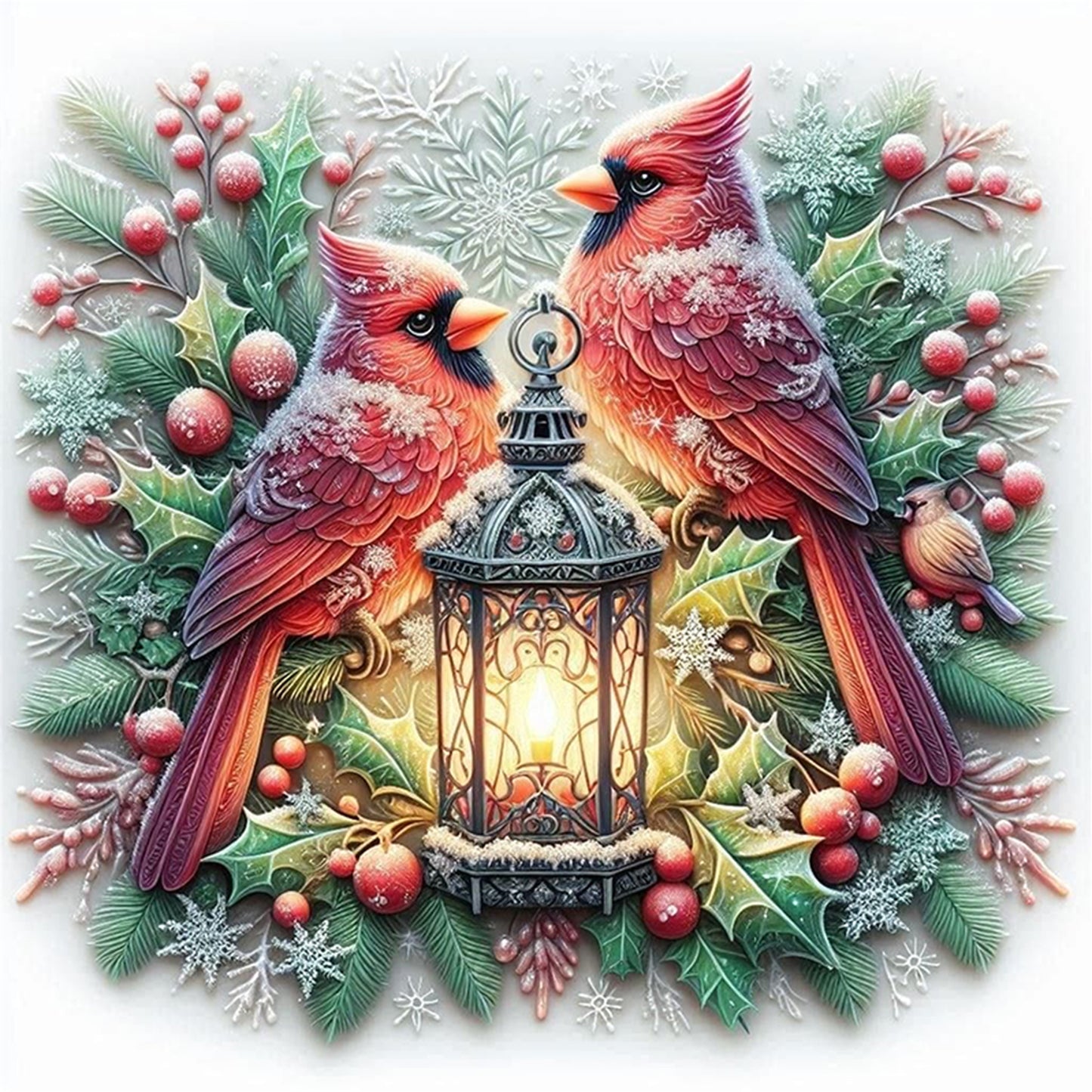 Red Bird - Full 11CT Stamped Cross Stitch 40x40CM - Huacan