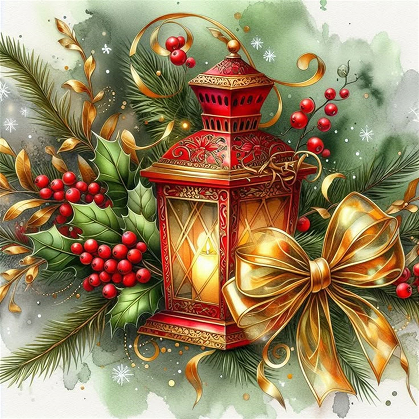 Christmas Lights - Full 11CT Stamped Cross Stitch 40x40CM - Huacan