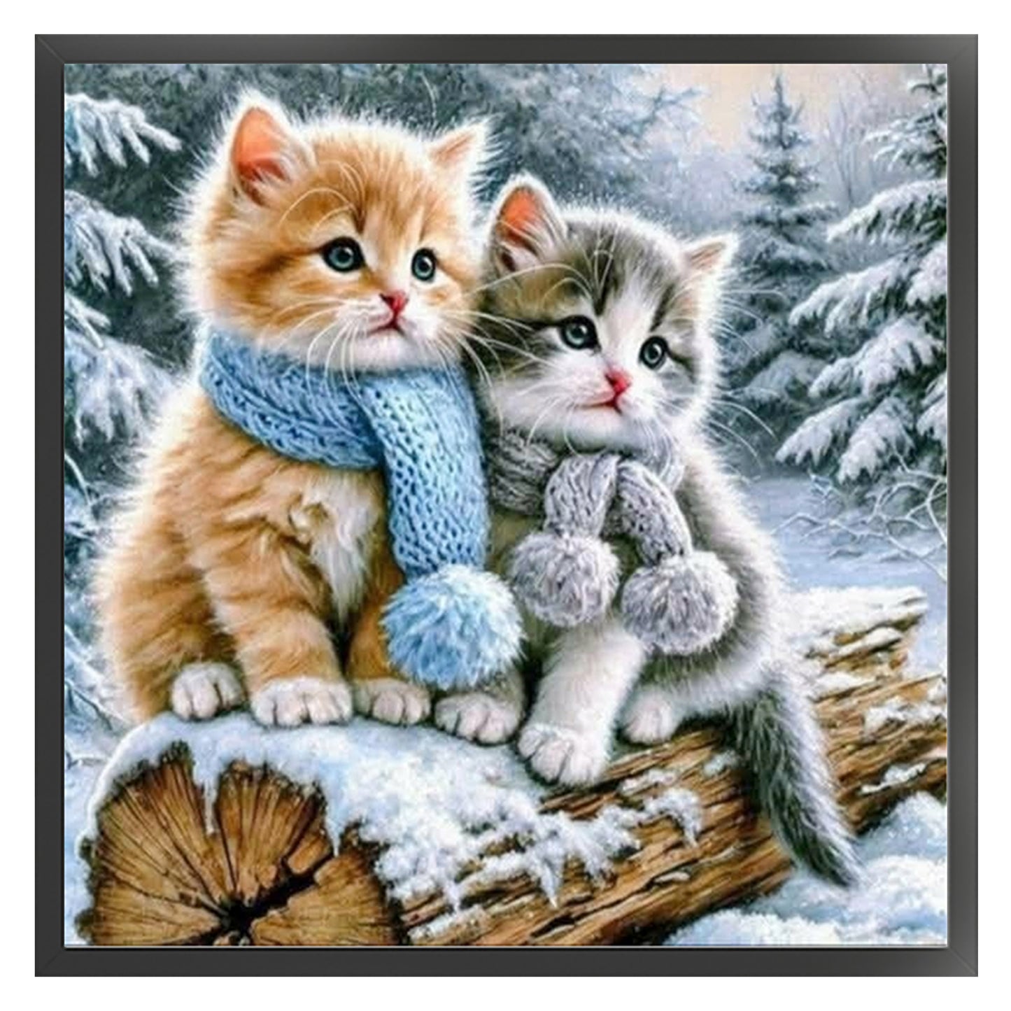 Cat With Winter Scarf - Full 11CT Stamped Cross Stitch 40x40CM - Huacan