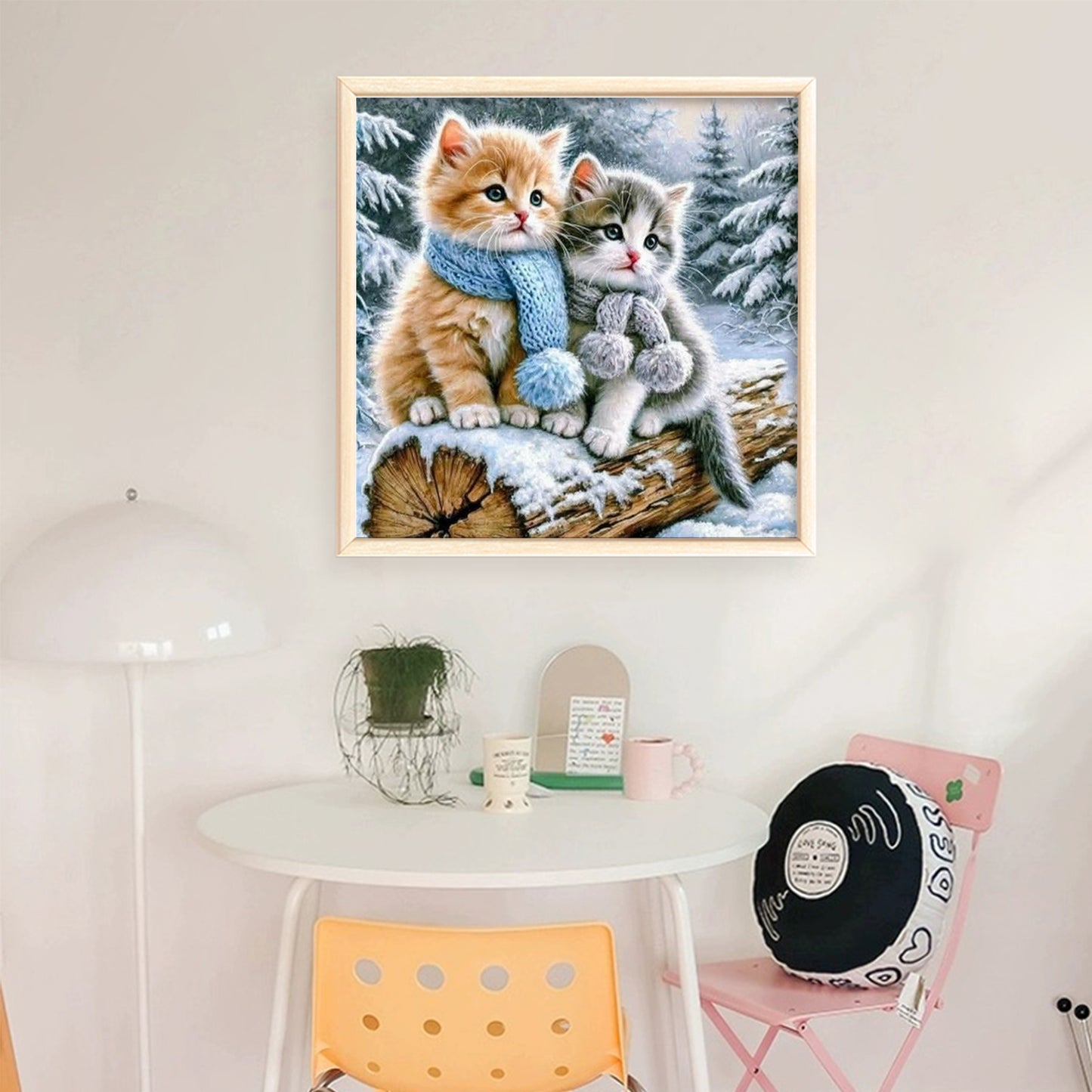 Cat With Winter Scarf - Full 11CT Stamped Cross Stitch 40x40CM - Huacan
