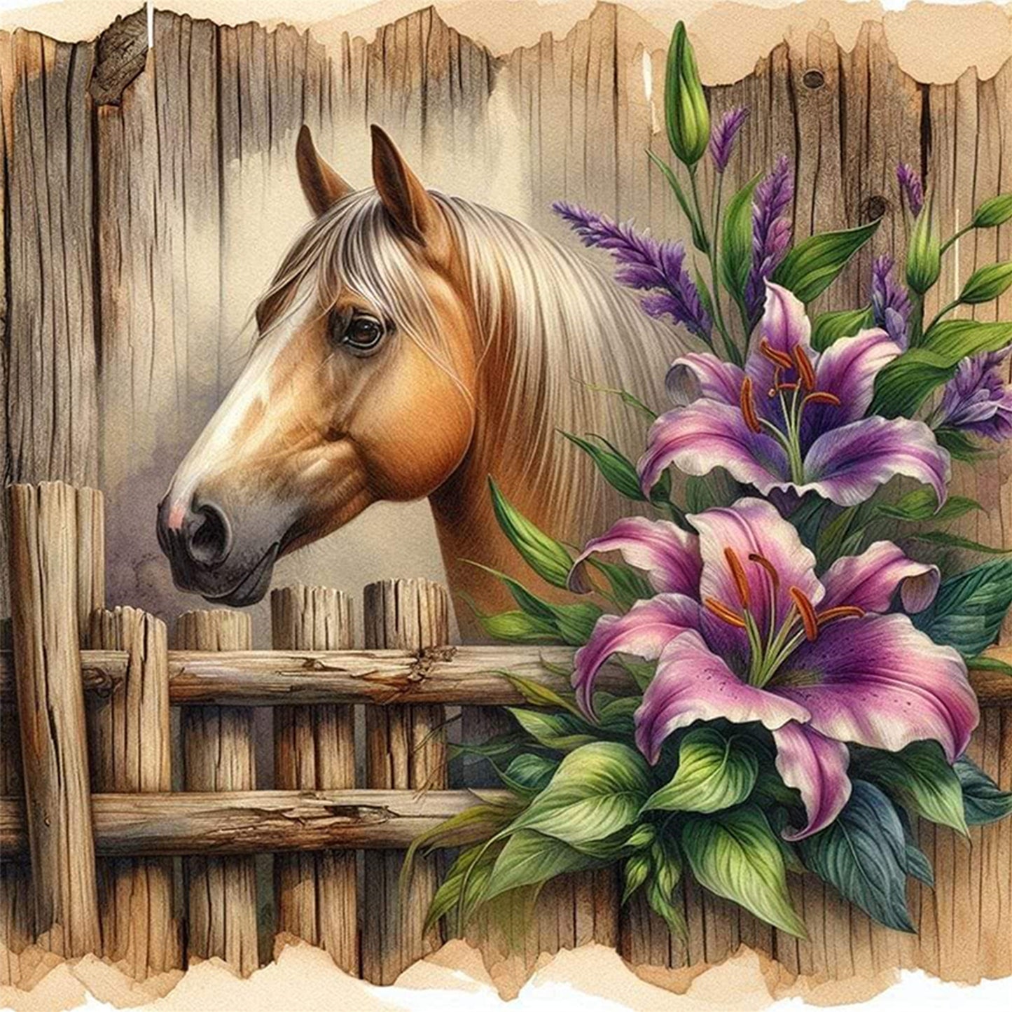 Horse - Full 11CT Stamped Cross Stitch 40x40CM - Huacan