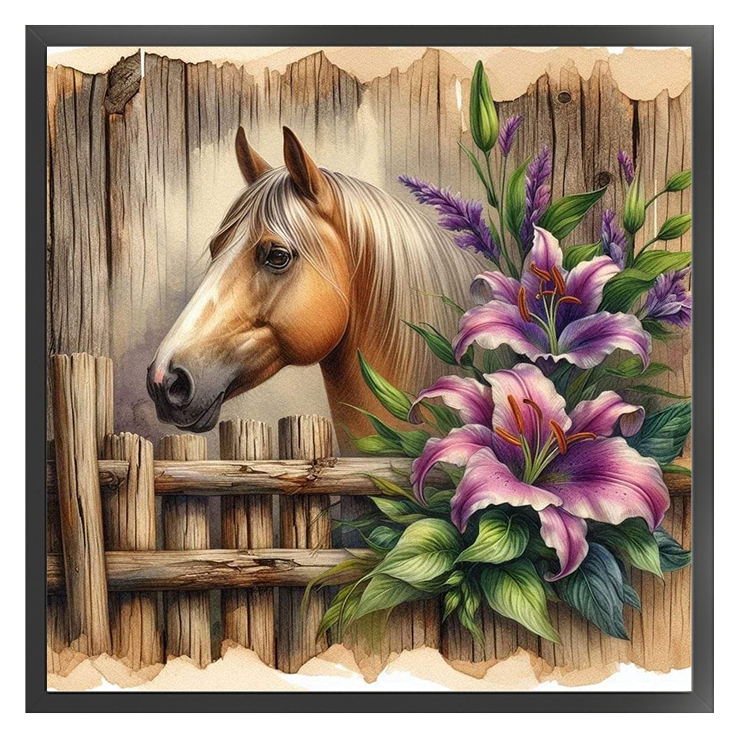 Horse - Full 11CT Stamped Cross Stitch 40x40CM - Huacan