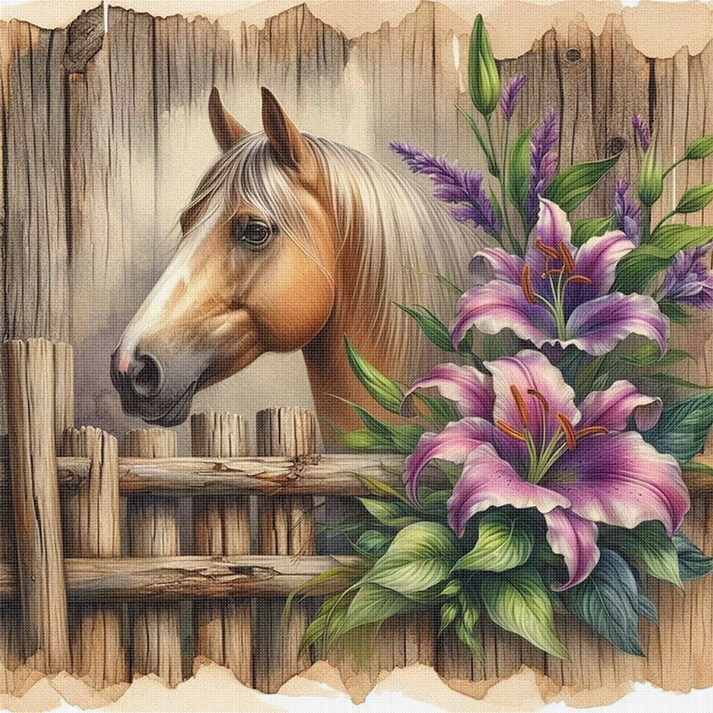Horse - Full 11CT Stamped Cross Stitch 40x40CM - Huacan