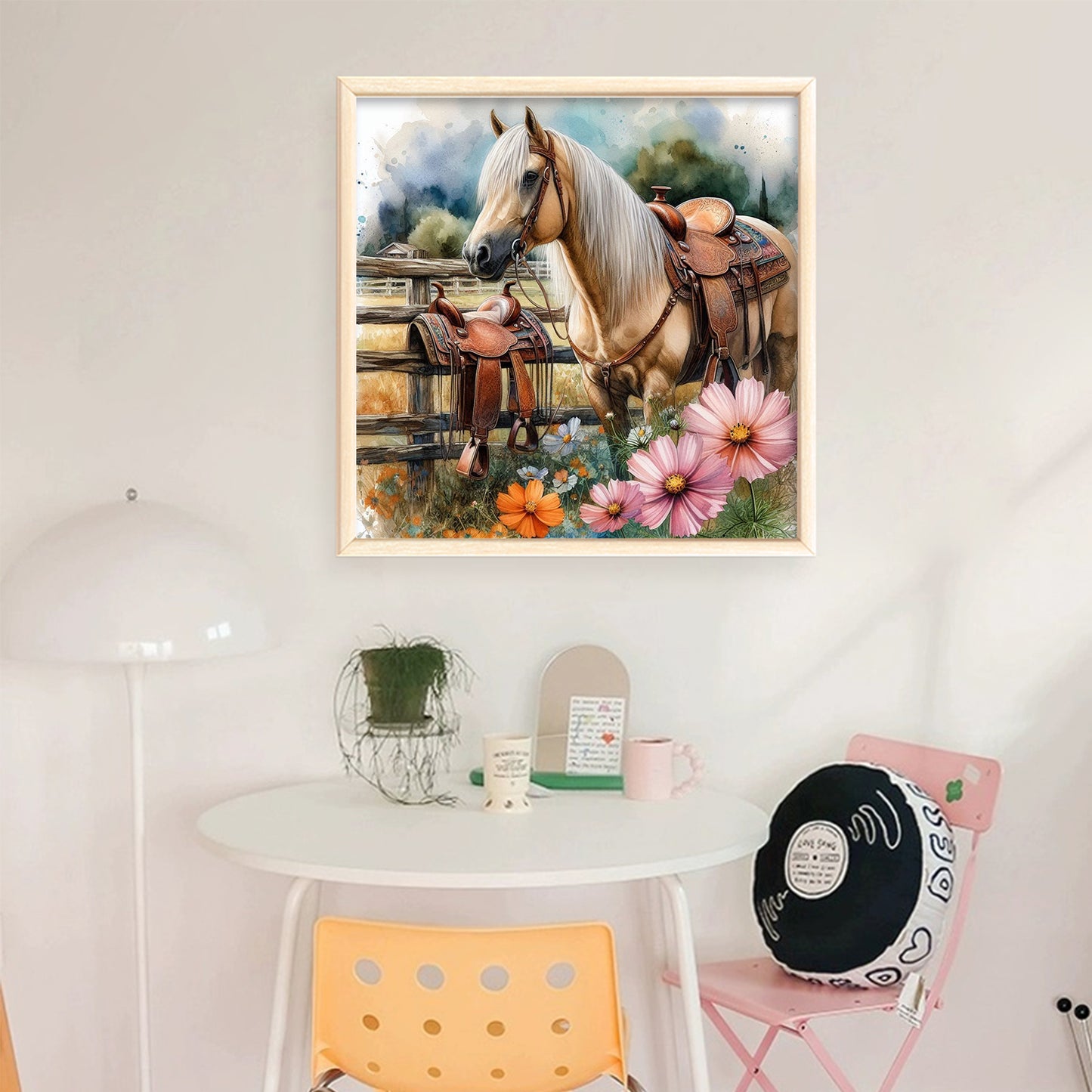 Horse And Saddle - Full 11CT Stamped Cross Stitch 40x40CM - Huacan