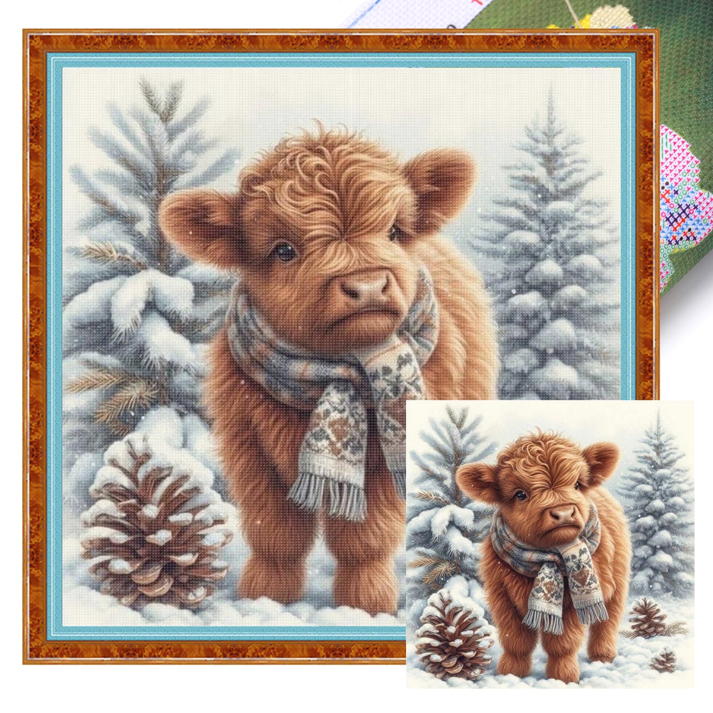 Winter Yak - Full 11CT Stamped Cross Stitch 40x40CM - Huacan