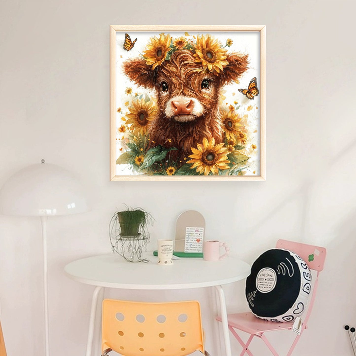 Sunflower Yak - Full 11CT Stamped Cross Stitch 40x40CM - Huacan