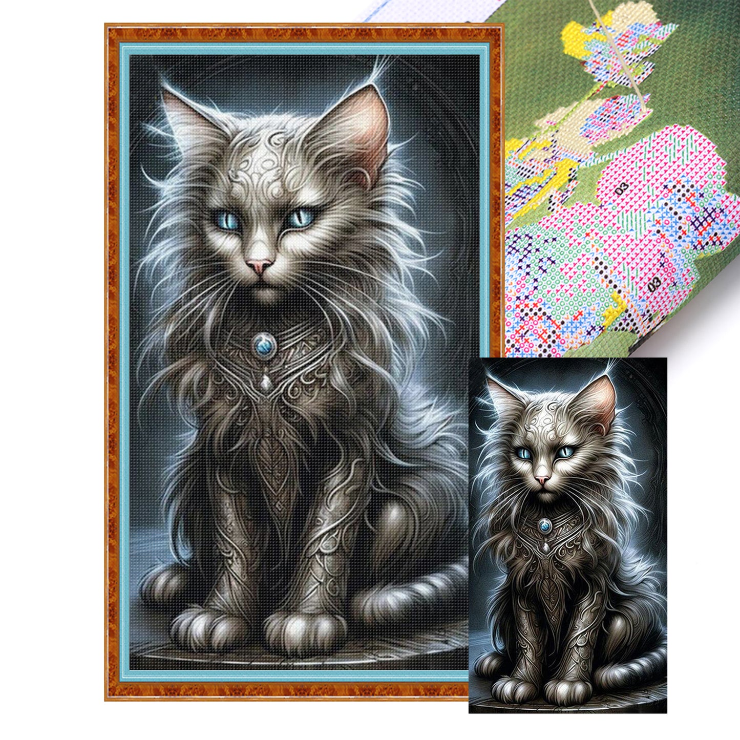 Cat - Full 11CT Stamped Cross Stitch 40x70CM - Huacan