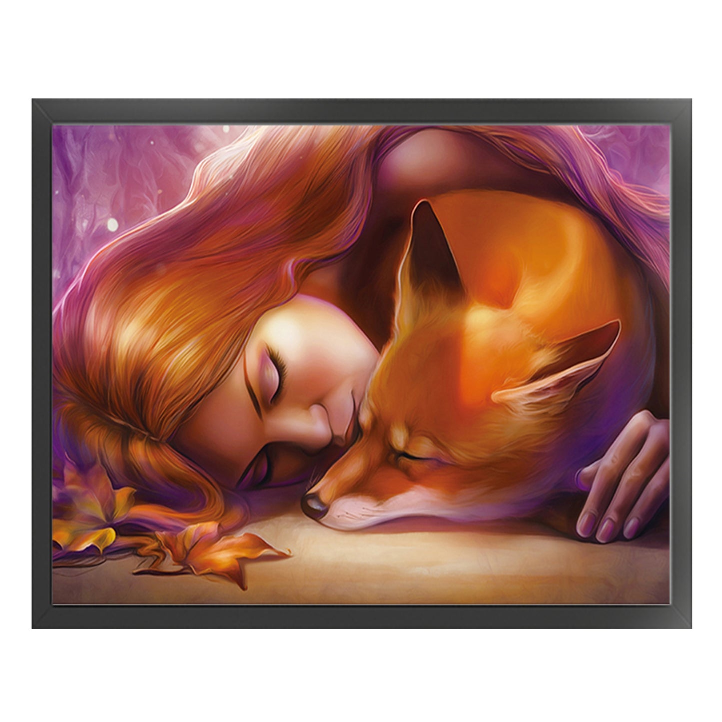Fox And Girl - Full 11CT Stamped Cross Stitch 50x38CM - Huacan