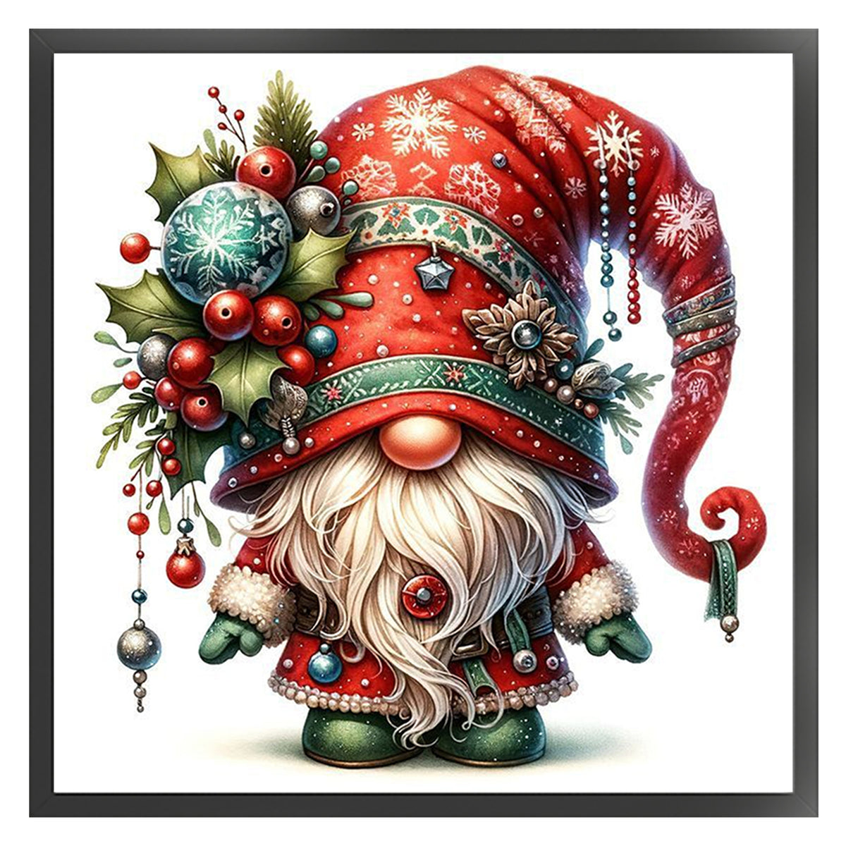 Christmas Gnome - Full 11CT Stamped Cross Stitch 45x45CM - Huacan