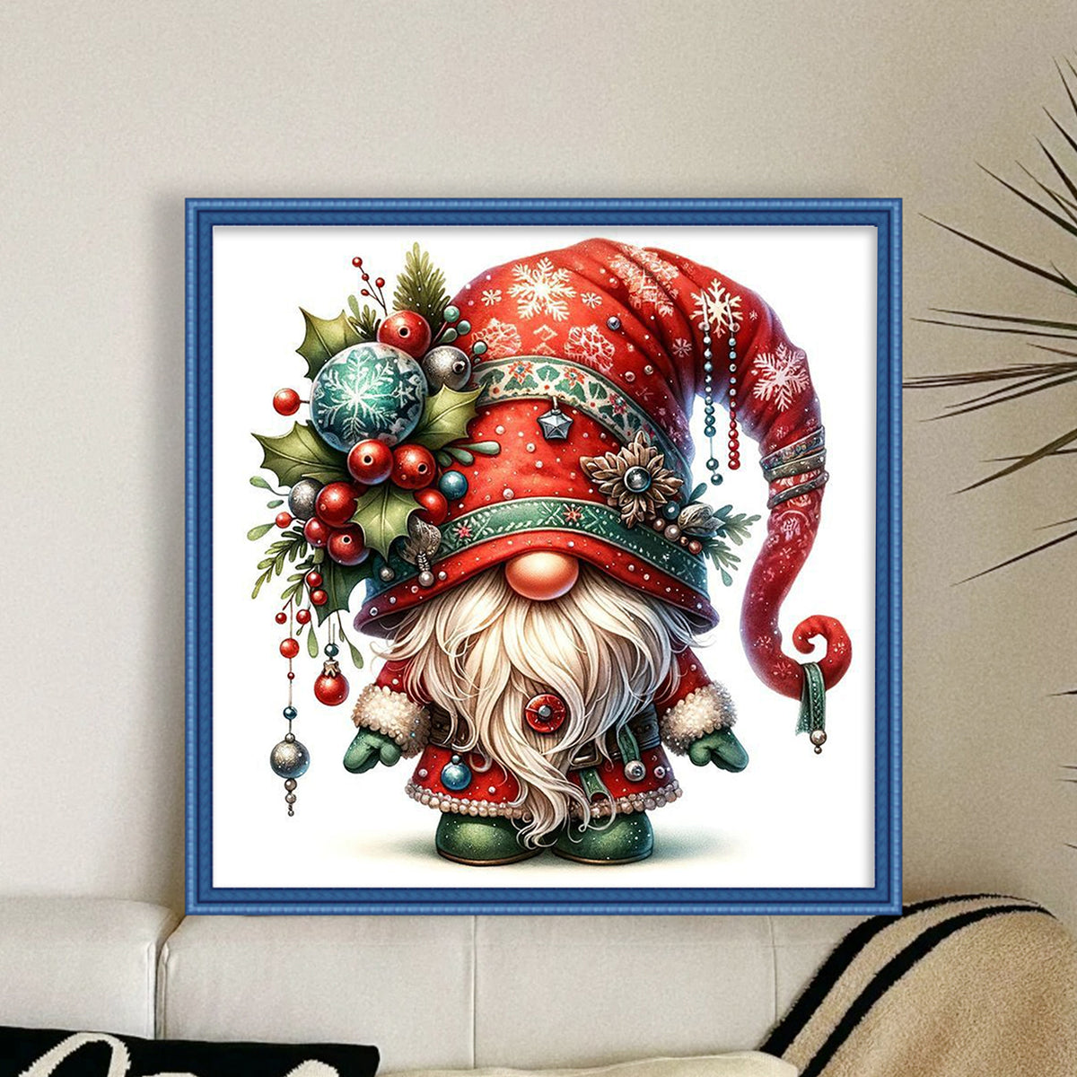 Christmas Gnome - Full 11CT Stamped Cross Stitch 45x45CM - Huacan
