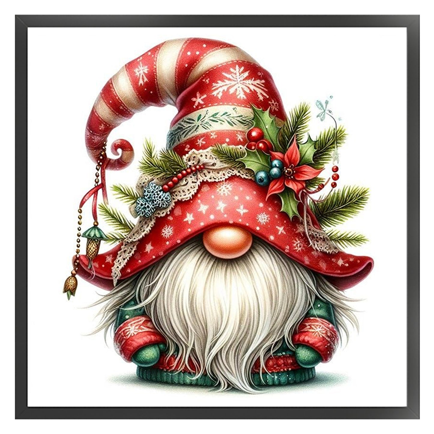 Christmas Gnome - Full 11CT Stamped Cross Stitch 45x45CM - Huacan