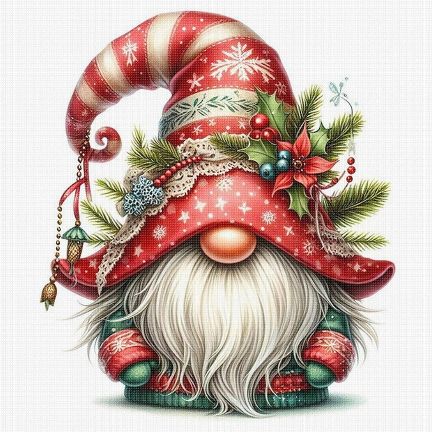 Christmas Gnome - Full 11CT Stamped Cross Stitch 45x45CM - Huacan