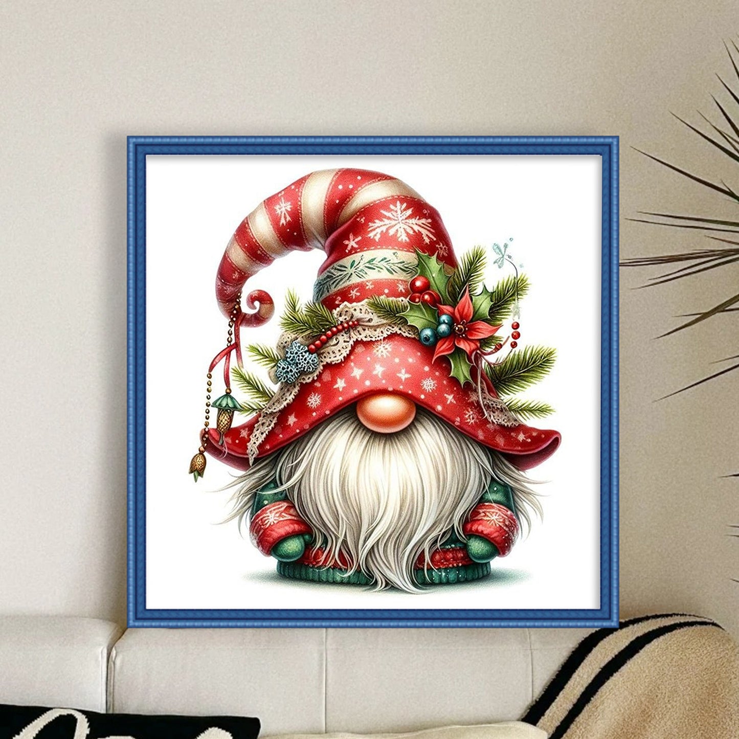 Christmas Gnome - Full 11CT Stamped Cross Stitch 45x45CM - Huacan