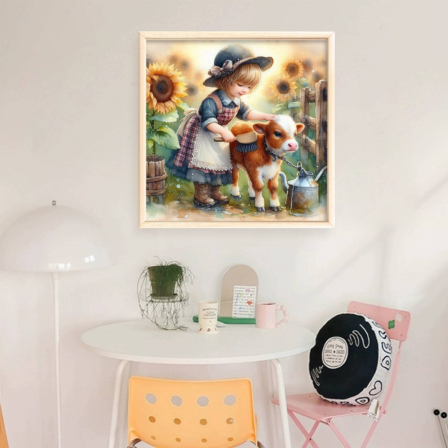 Girl And Ox - Full 11CT Stamped Cross Stitch 40x40CM - Huacan
