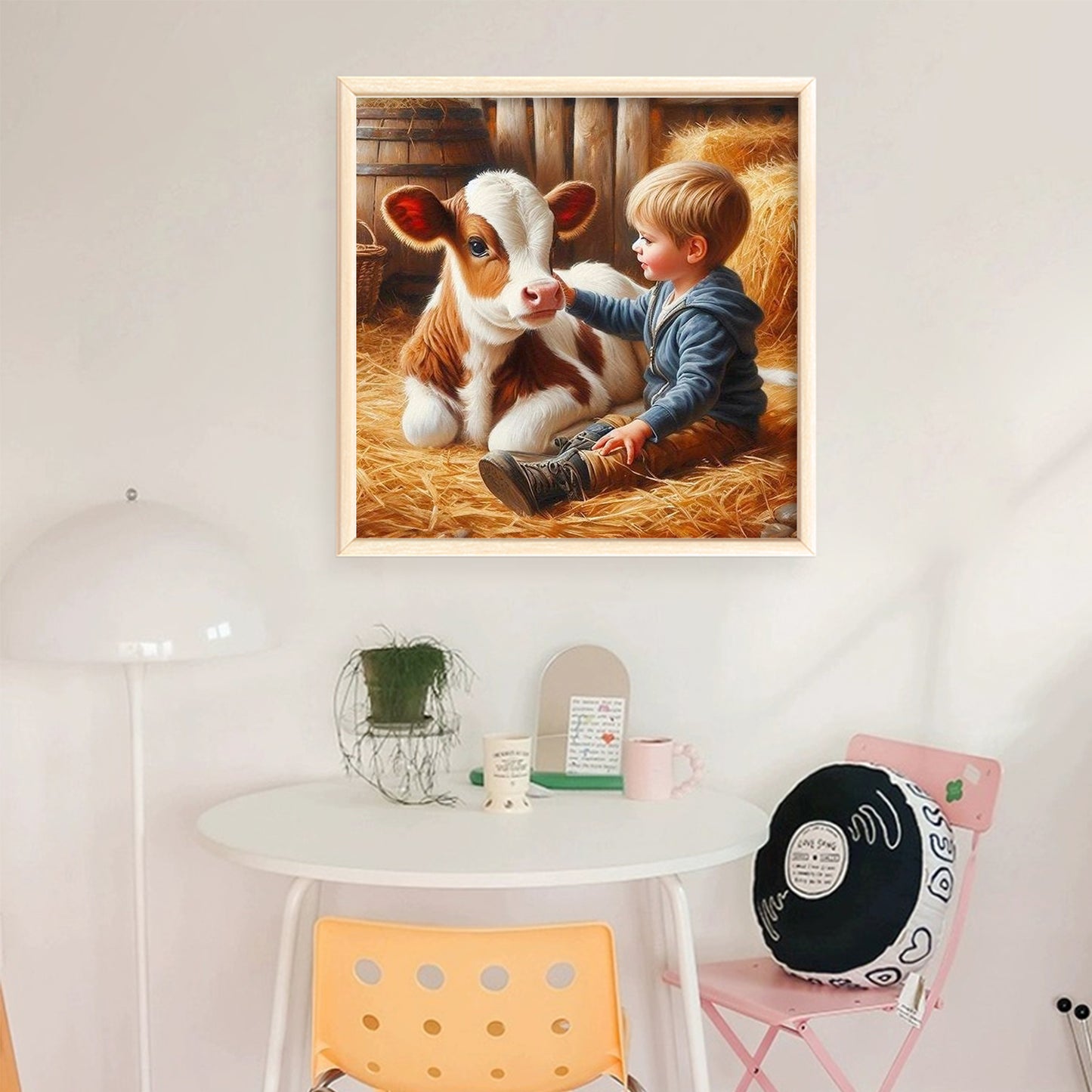 Boy And Ox - Full 11CT Stamped Cross Stitch 40x40CM - Huacan