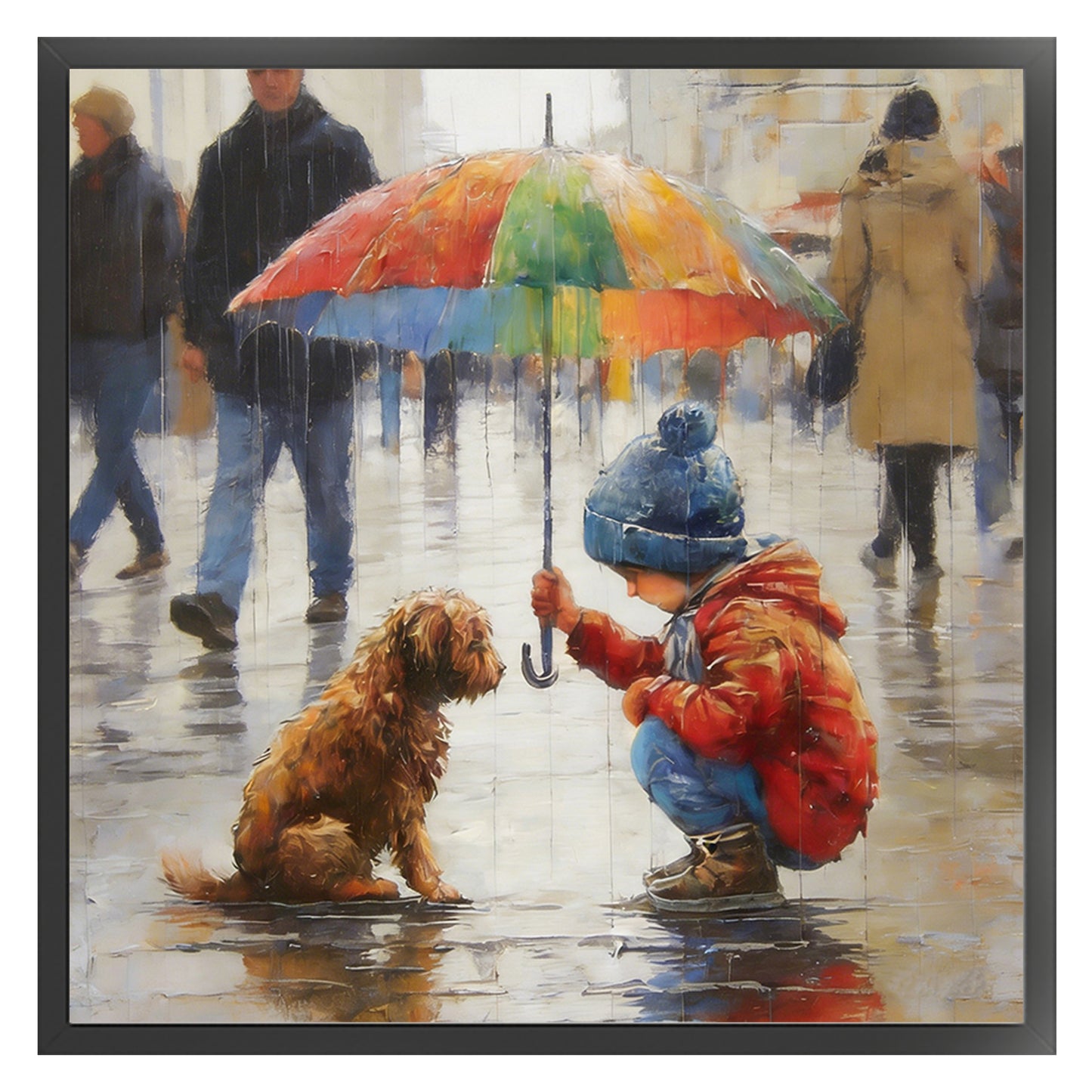 Boy And Dog - Full 11CT Stamped Cross Stitch 40x40CM - Huacan