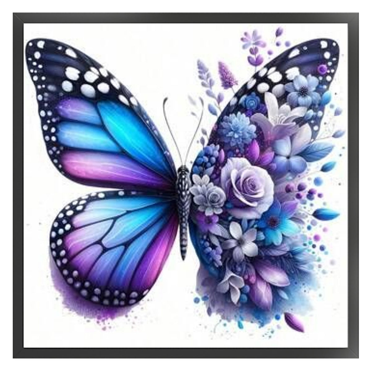 Lila Blume & Schmetterling - Vollständiges 11CT Stempel-Kreuzstichset 45x45CM - Huacan