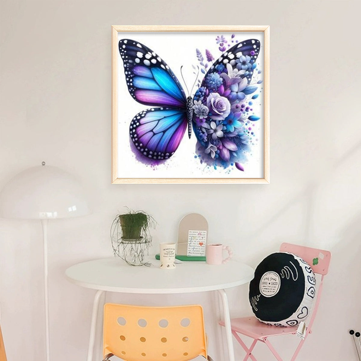 Lila Blume & Schmetterling - Vollständiges 11CT Stempel-Kreuzstichset 45x45CM - Huacan