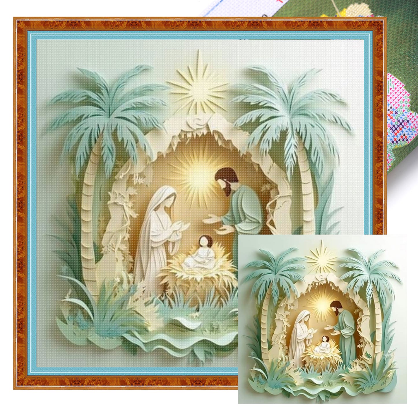 Birth Of Jesus - Full 11CT Stamped Cross Stitch 45x45CM - Huacan