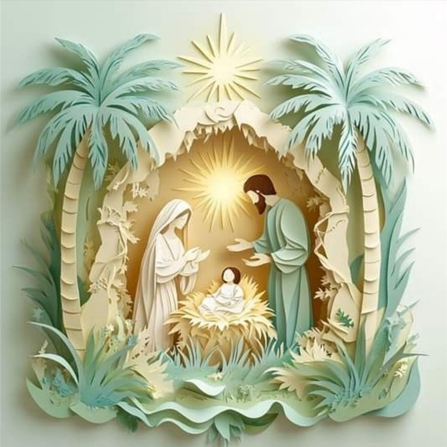 Birth Of Jesus - Full 11CT Stamped Cross Stitch 45x45CM - Huacan