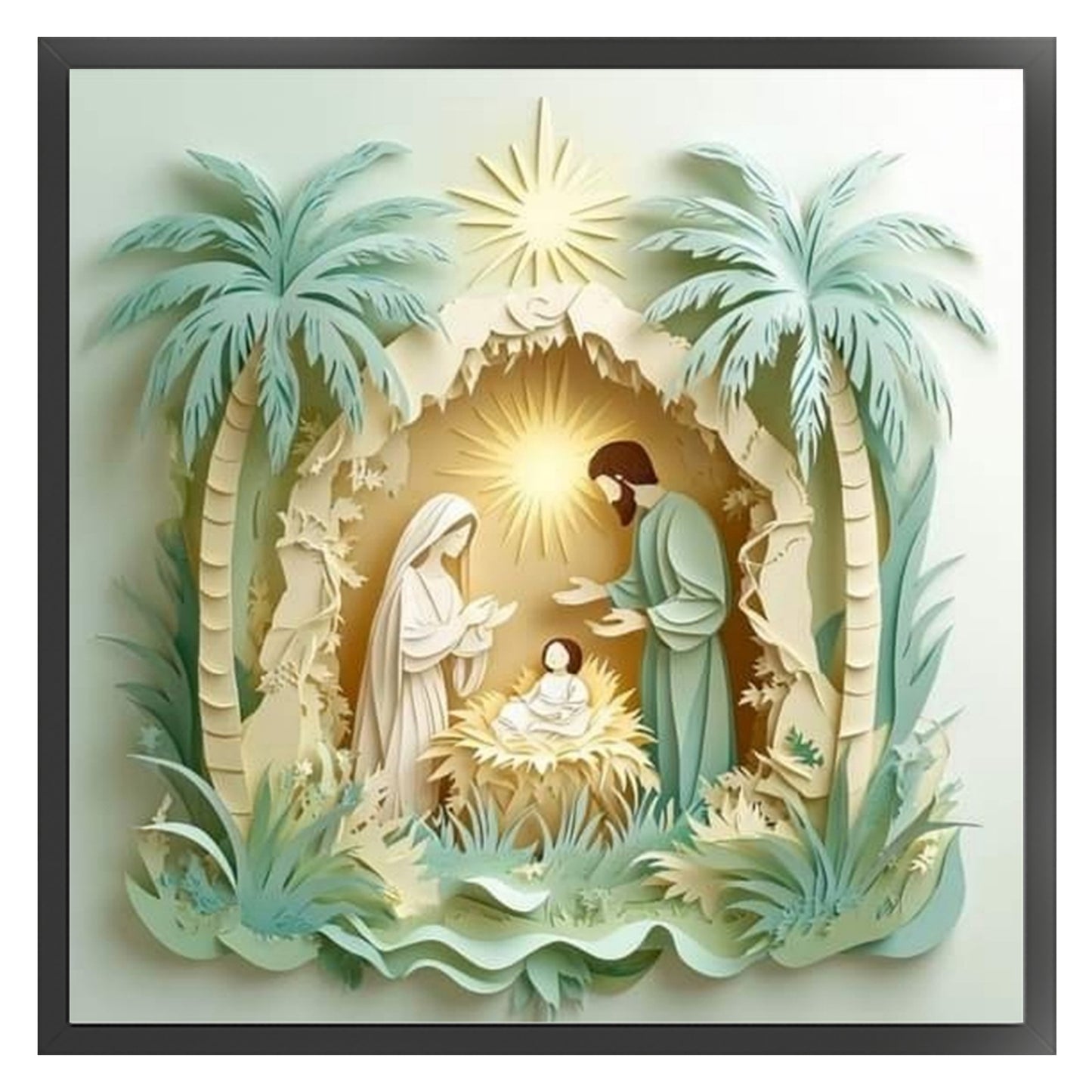 Birth Of Jesus - Full 11CT Stamped Cross Stitch 45x45CM - Huacan