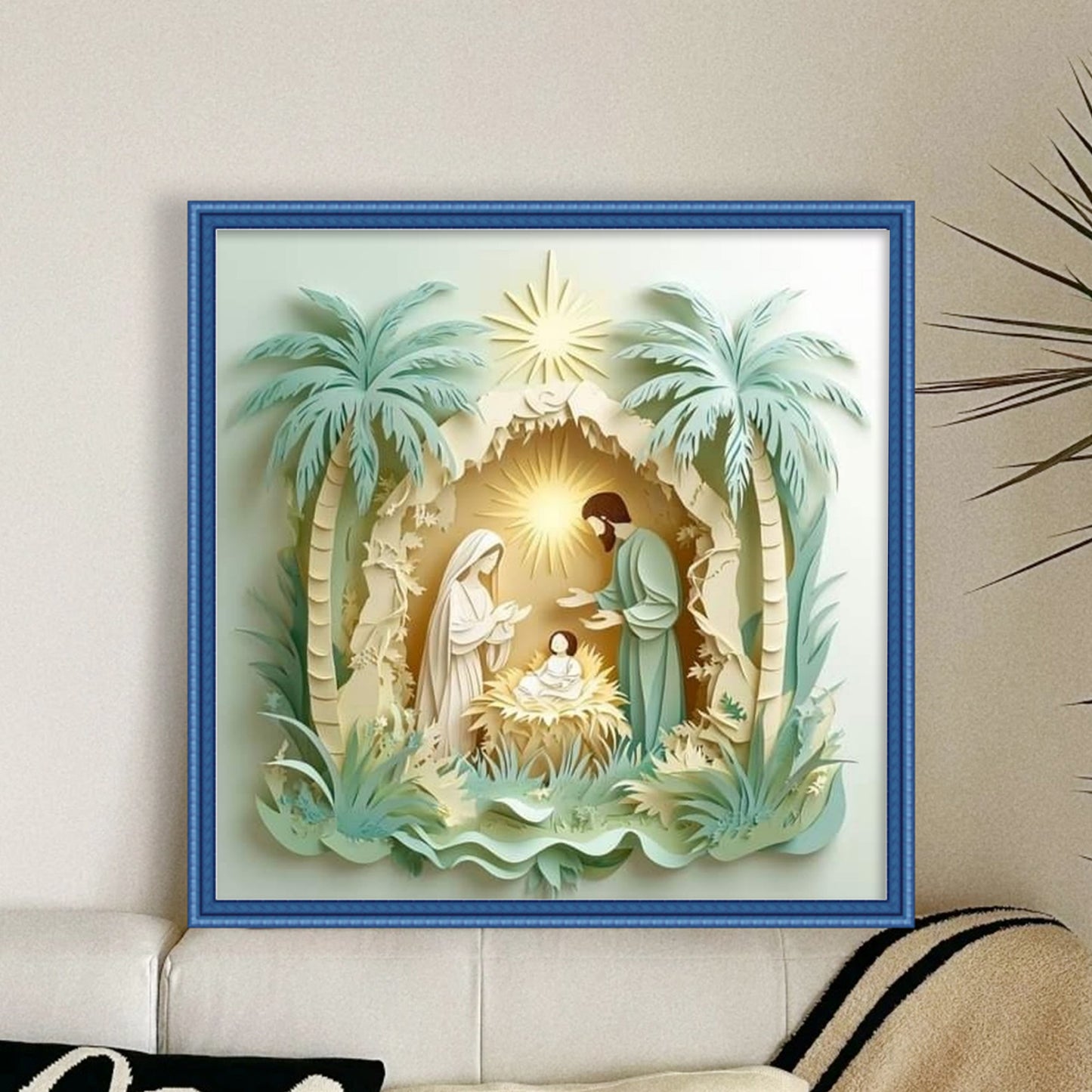 Birth Of Jesus - Full 11CT Stamped Cross Stitch 45x45CM - Huacan