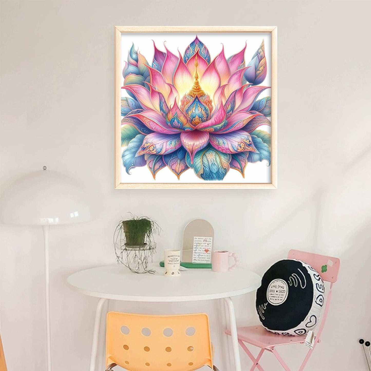 Buddhist Sacred Lotus - Full 11CT Stamped Cross Stitch 45x45CM - Huacan