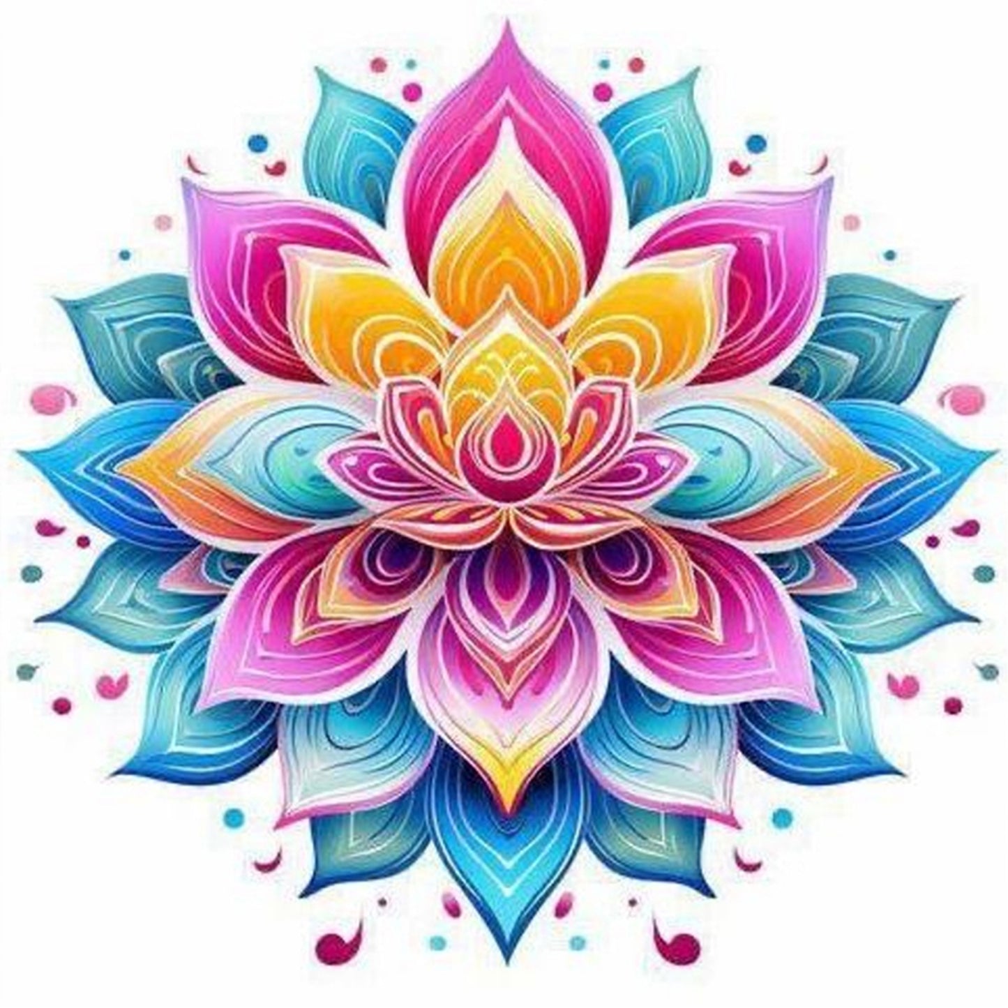 Mandala Lotus - Full 11CT Stamped Cross Stitch 45x45CM - Huacan