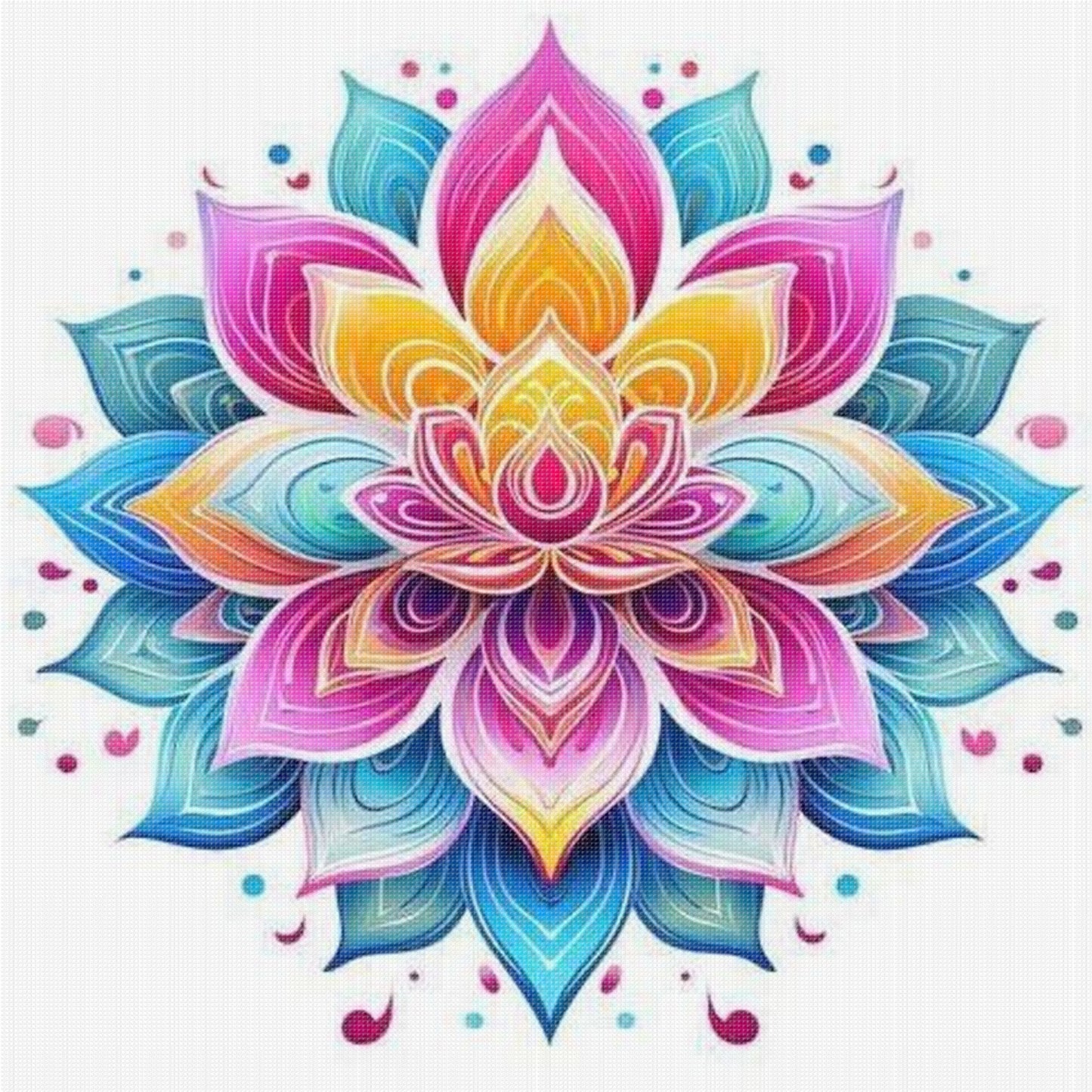 Mandala Lotus - Full 11CT Stamped Cross Stitch 45x45CM - Huacan