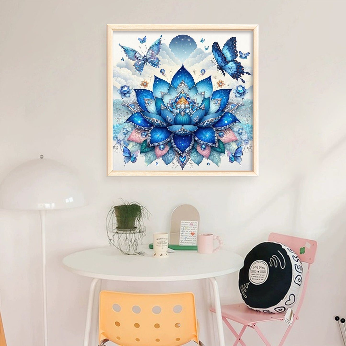 Lotus And Butterfly - Full 11CT Stamped Cross Stitch 45x45CM - Huacan