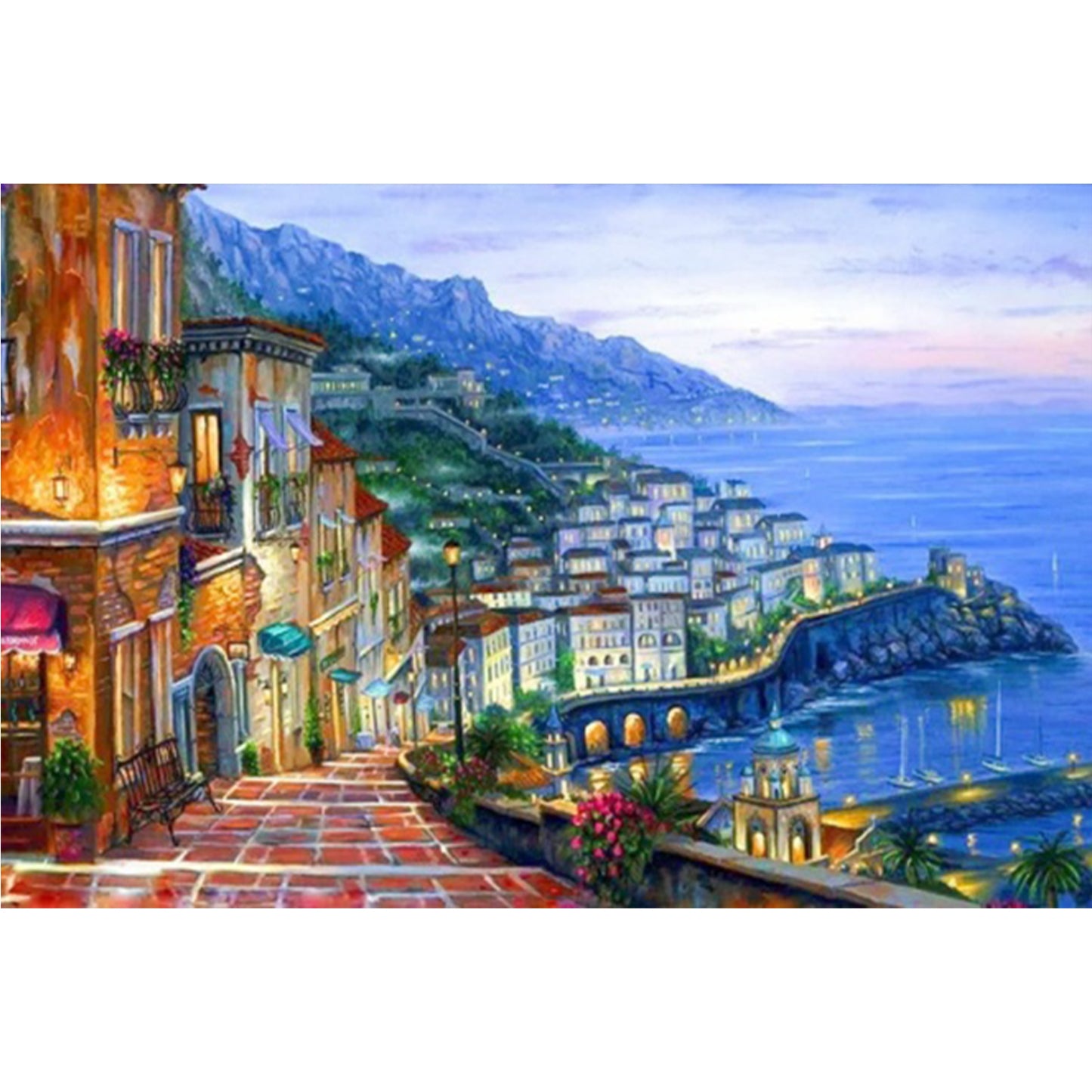 Coastal Town - Full 11CT Stamped Cross Stitch 60x40CM - Huacan