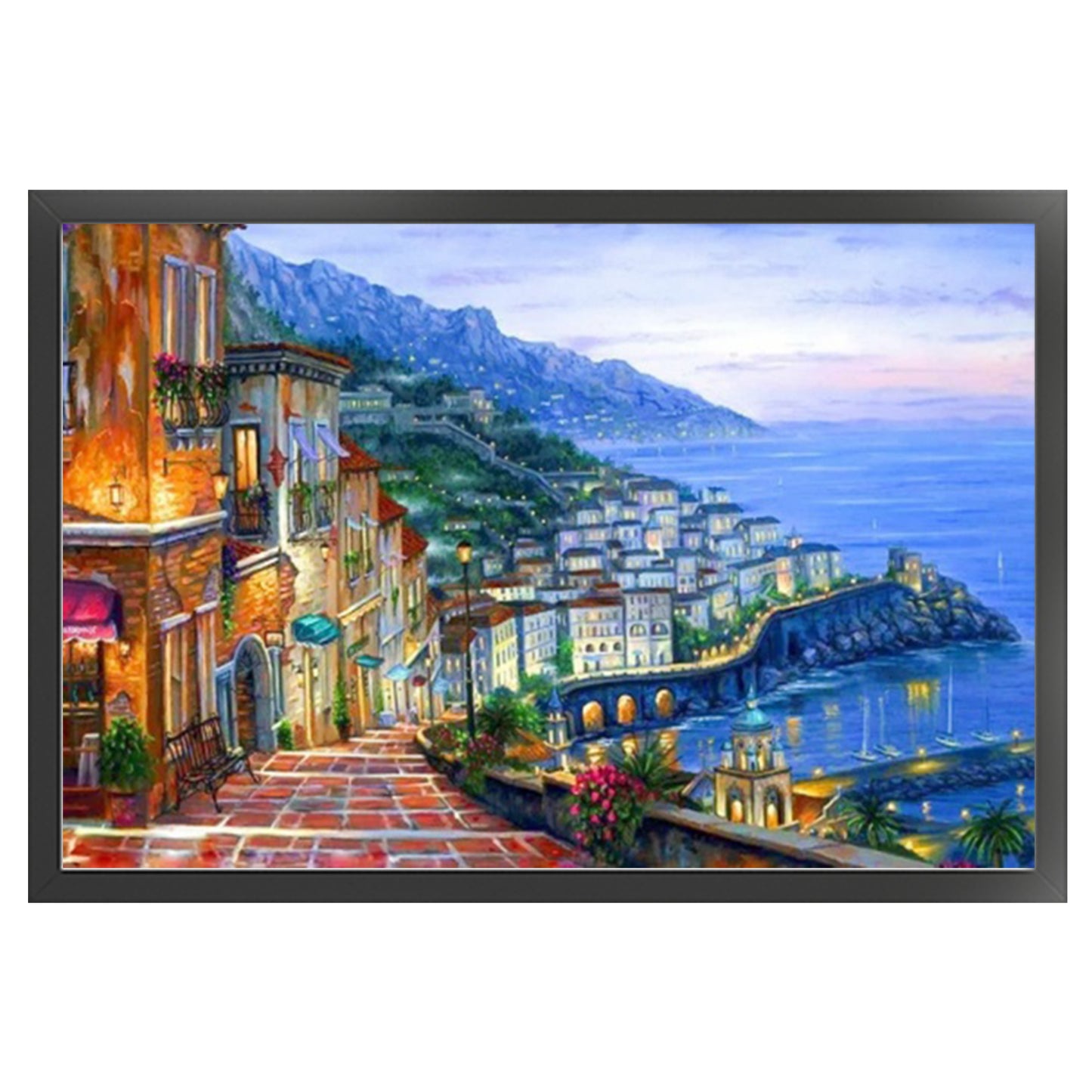 Coastal Town - Full 11CT Stamped Cross Stitch 60x40CM - Huacan