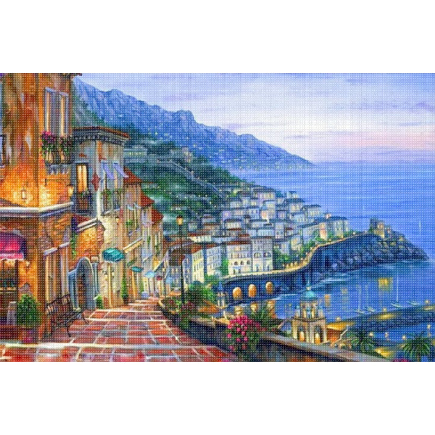 Coastal Town - Full 11CT Stamped Cross Stitch 60x40CM - Huacan