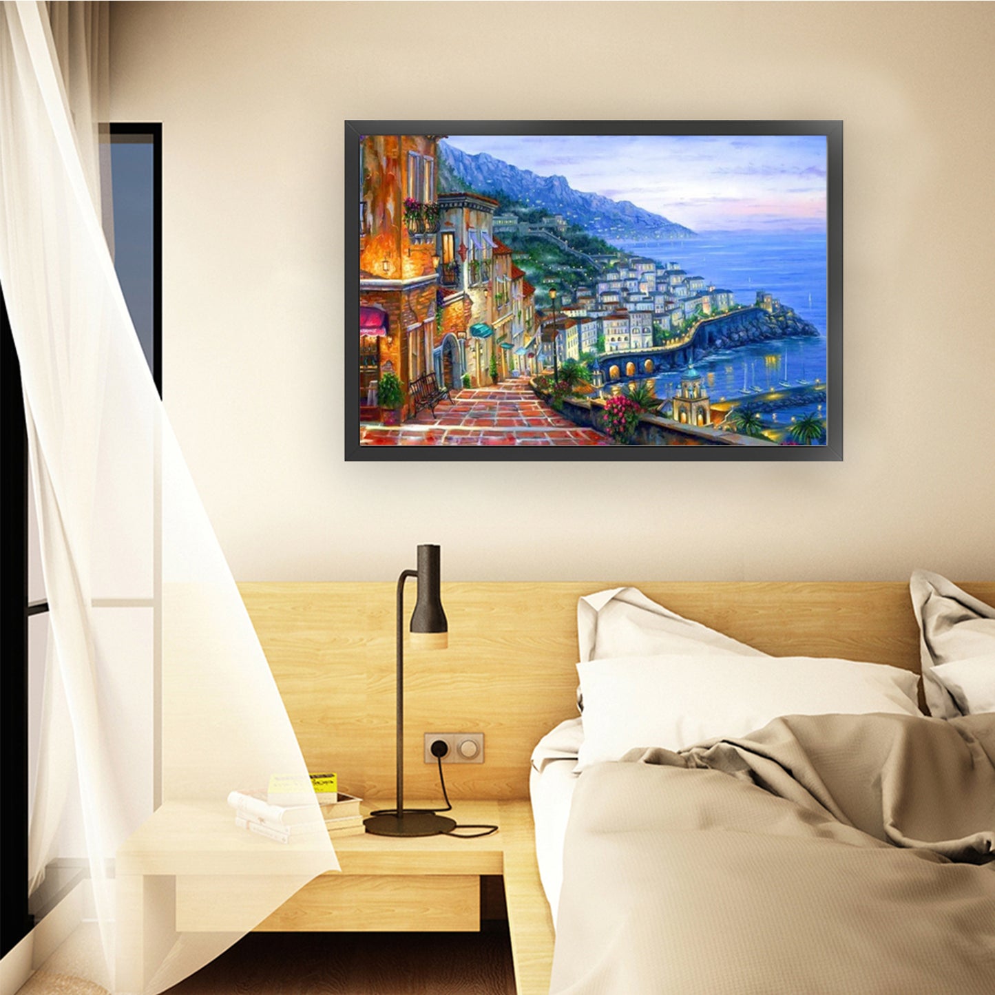 Coastal Town - Full 11CT Stamped Cross Stitch 60x40CM - Huacan