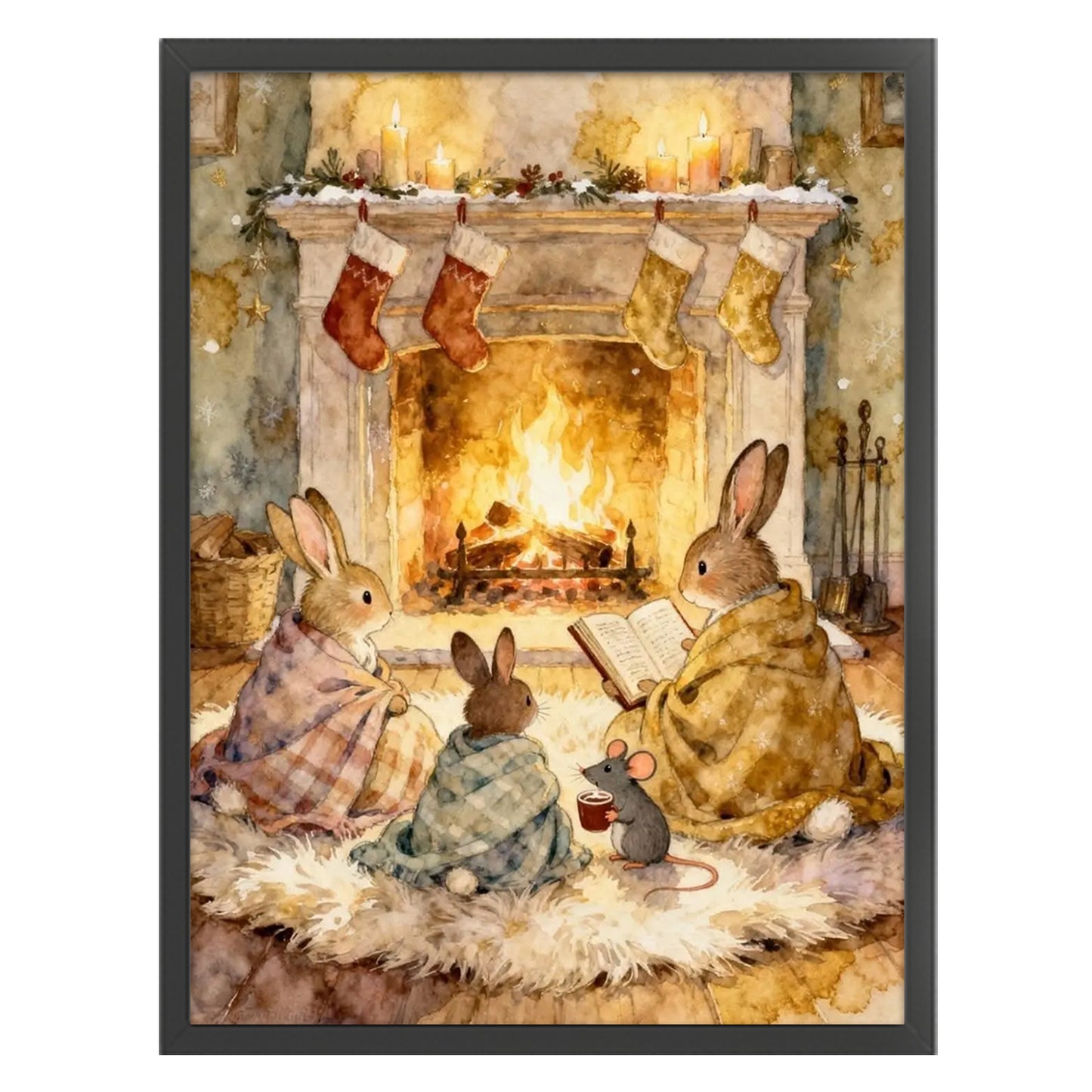 Rabbit Family - Full 14CT Stamped Cross Stitch 45x60CM - Huacan