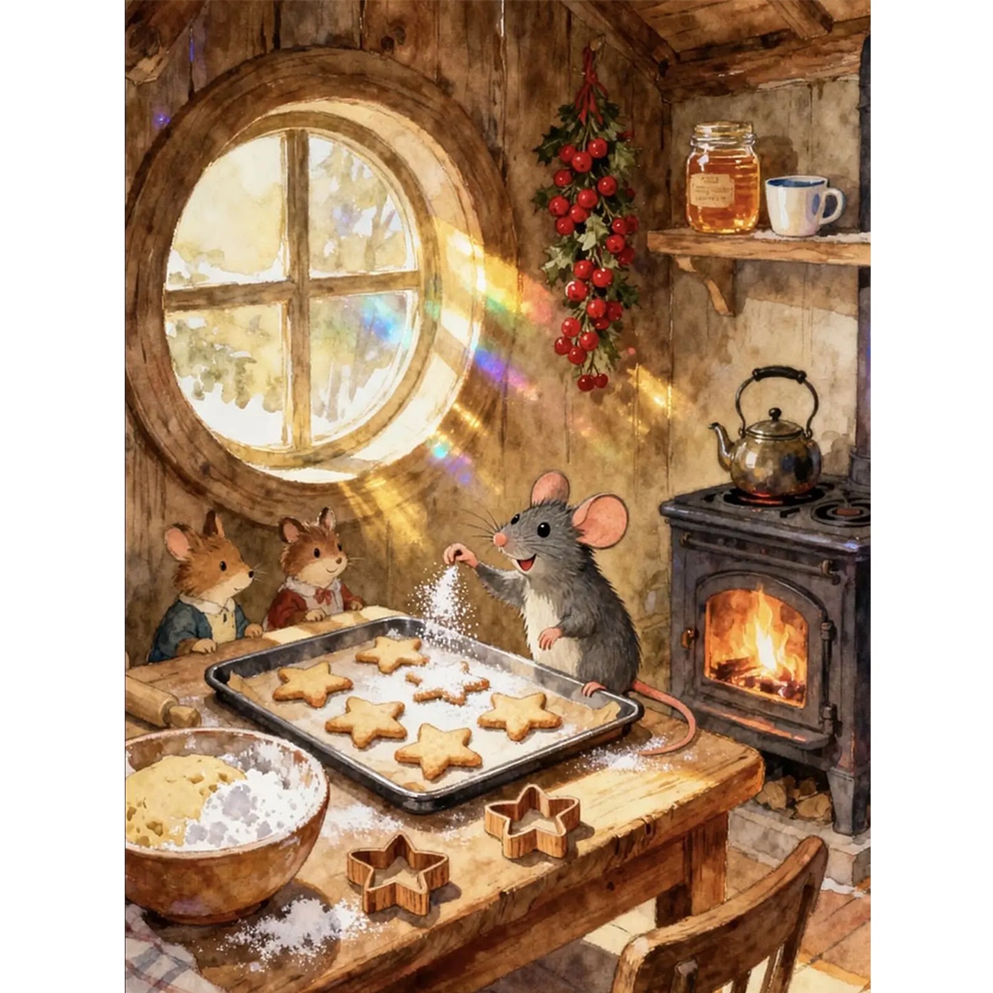 Mouse Family - Full 14CT Stamped Cross Stitch 45x60CM - Huacan