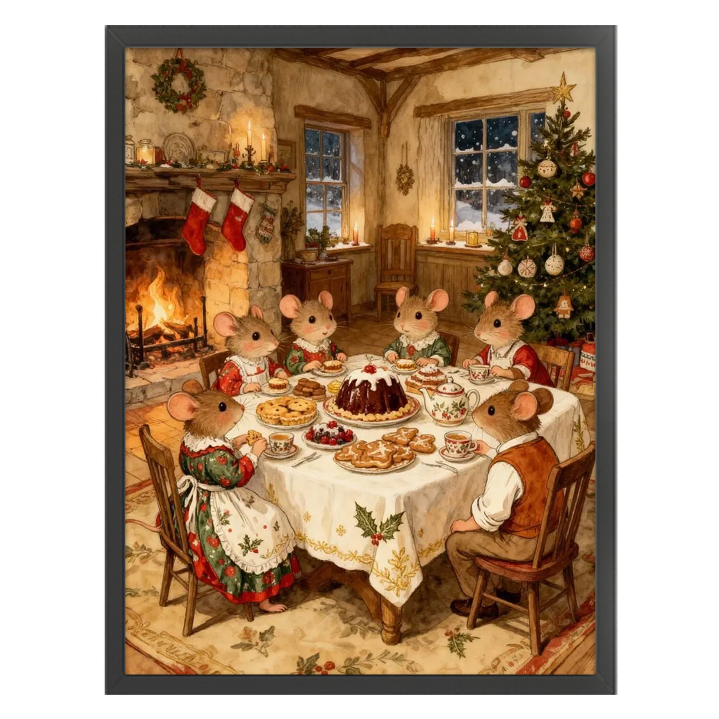 Mouse Family - Full 14CT Stamped Cross Stitch 45x60CM - Huacan