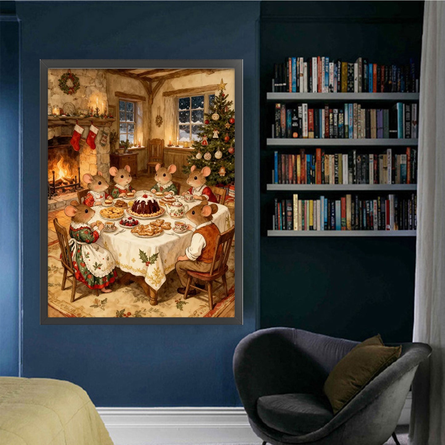 Mouse Family - Full 14CT Stamped Cross Stitch 45x60CM - Huacan