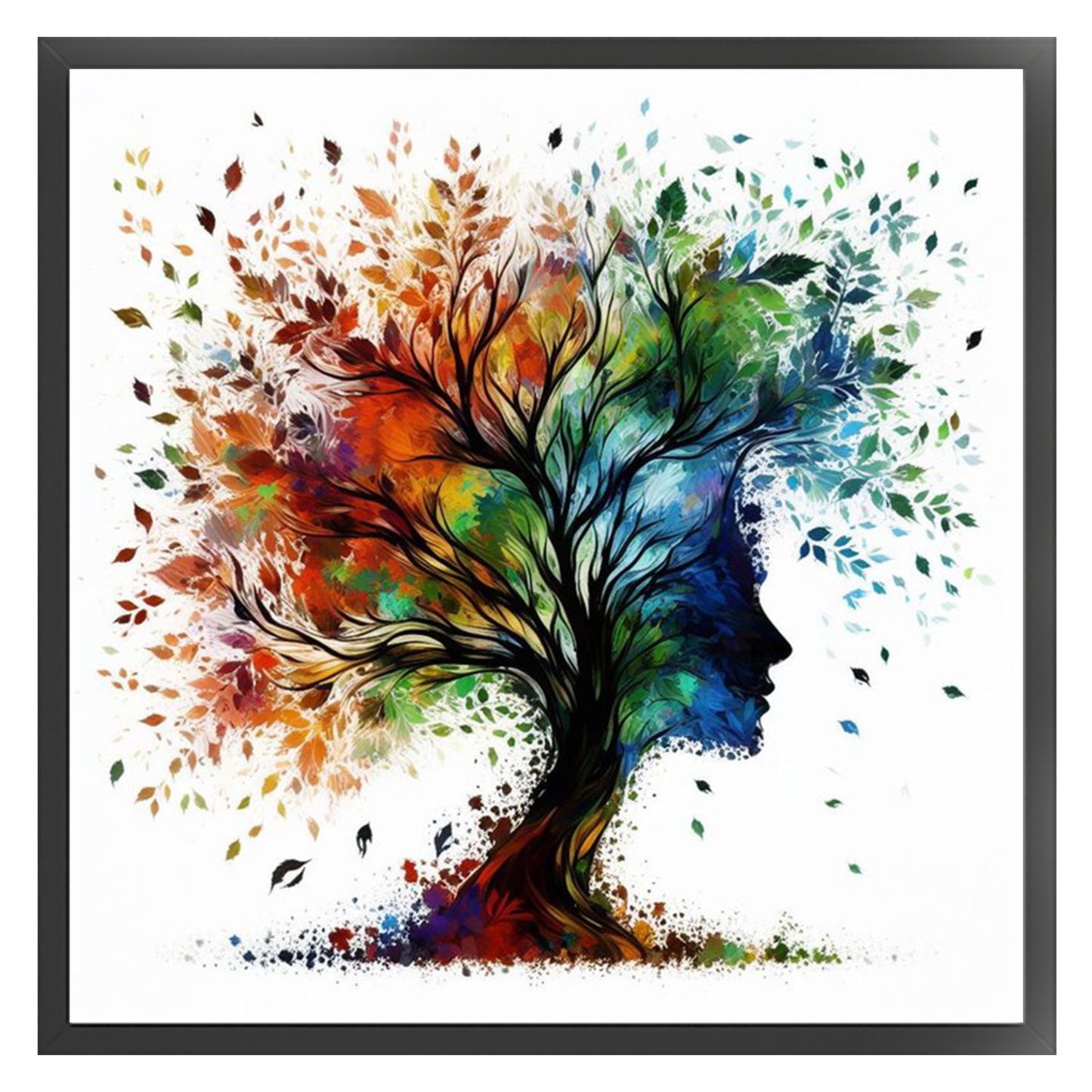 Girl With Tree Silhouette - Full 14CT Stamped Cross Stitch 45x45CM - Huacan