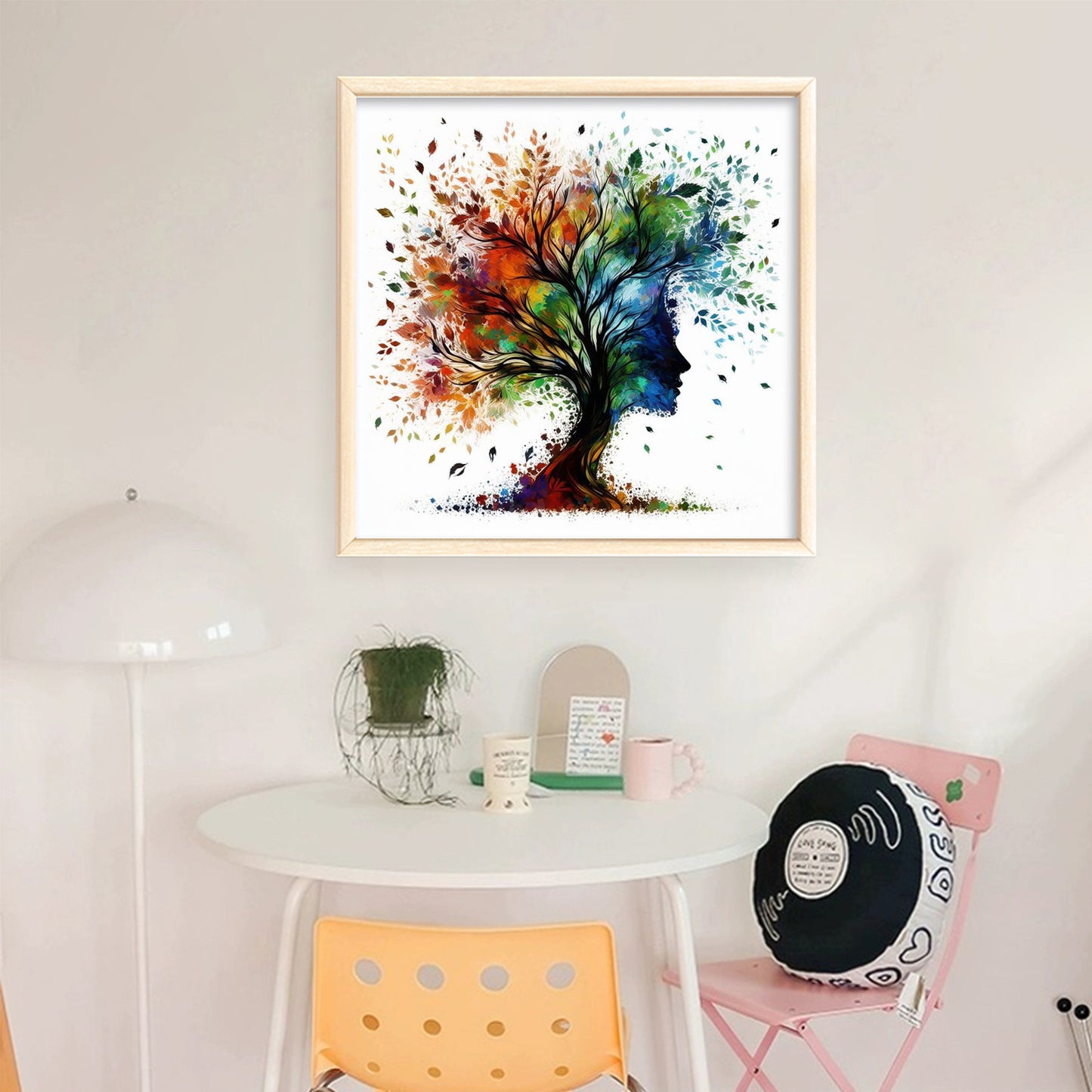 Girl With Tree Silhouette - Full 14CT Stamped Cross Stitch 45x45CM - Huacan