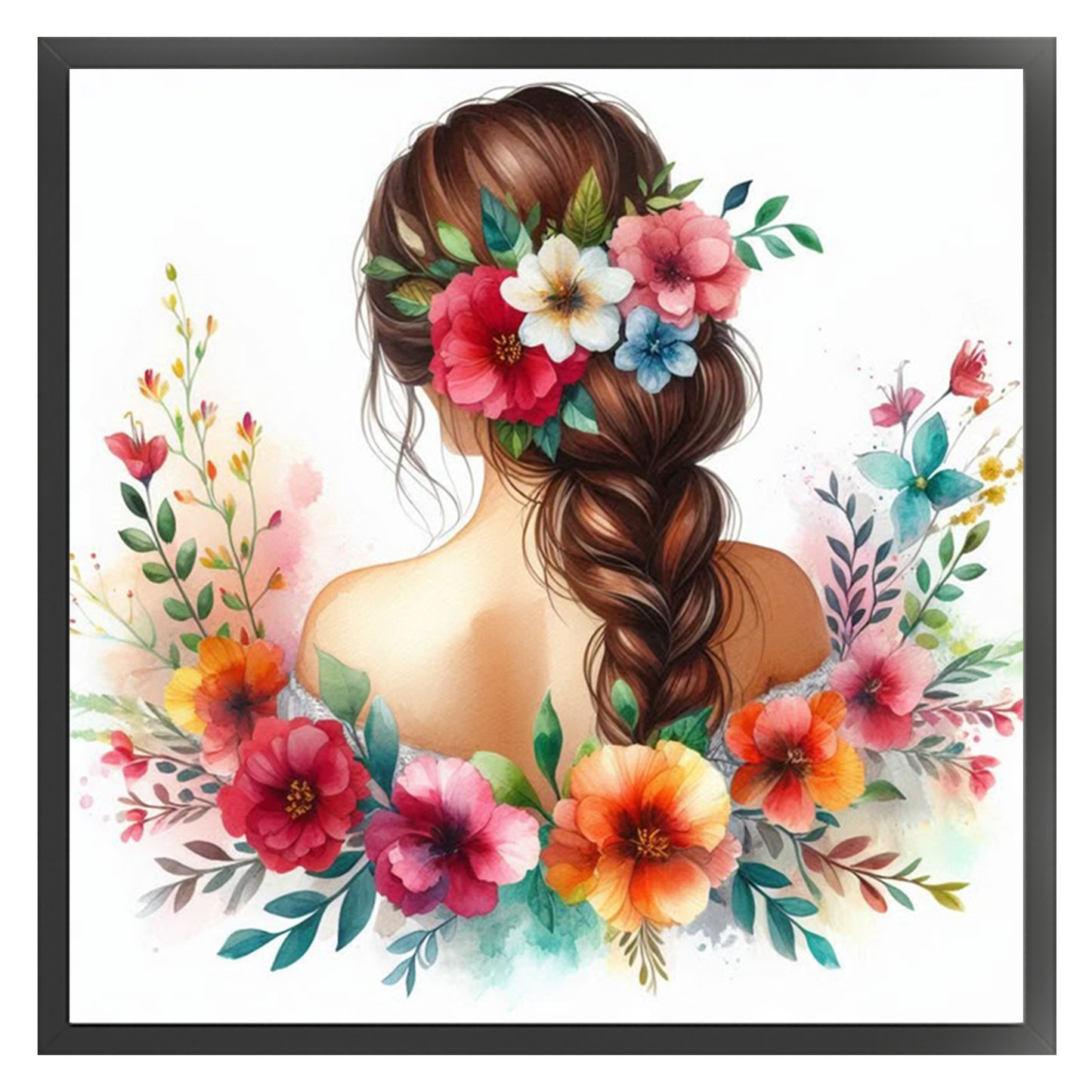 Girl Background - Full 14CT Stamped Cross Stitch 45x45CM - Huacan