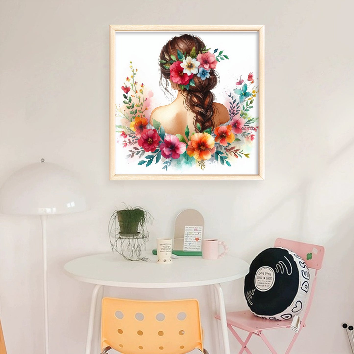 Girl Background - Full 14CT Stamped Cross Stitch 45x45CM - Huacan