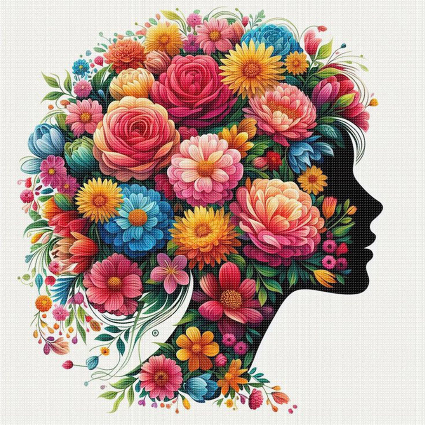 Flower Girl - Full 14CT Stamped Cross Stitch 45x45CM - Huacan