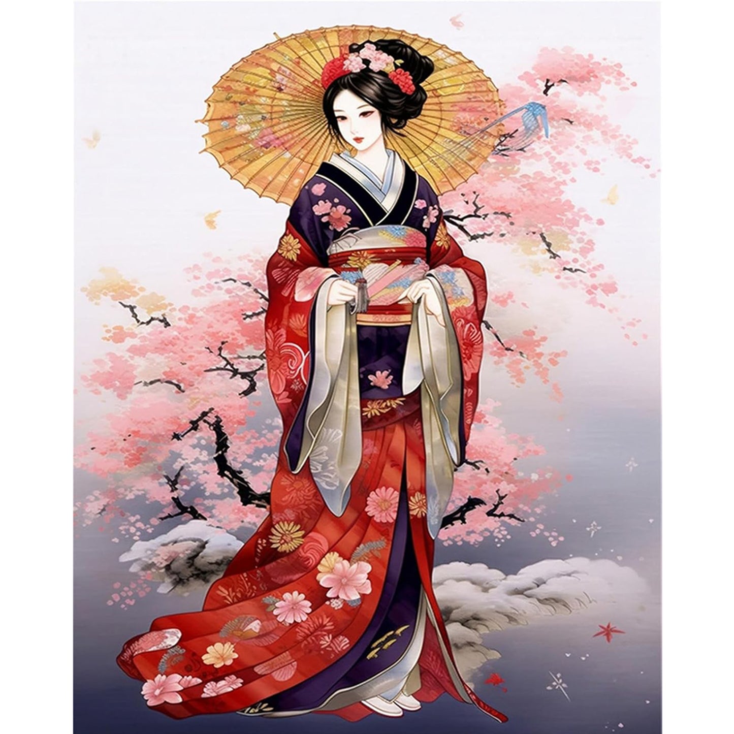 Japanese Geisha - Full 11CT Stamped Cross Stitch 40x50CM - Huacan